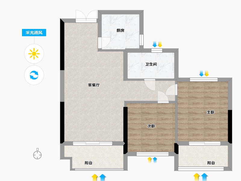 浙江省-衢州市-招贤里-70.00-户型库-采光通风