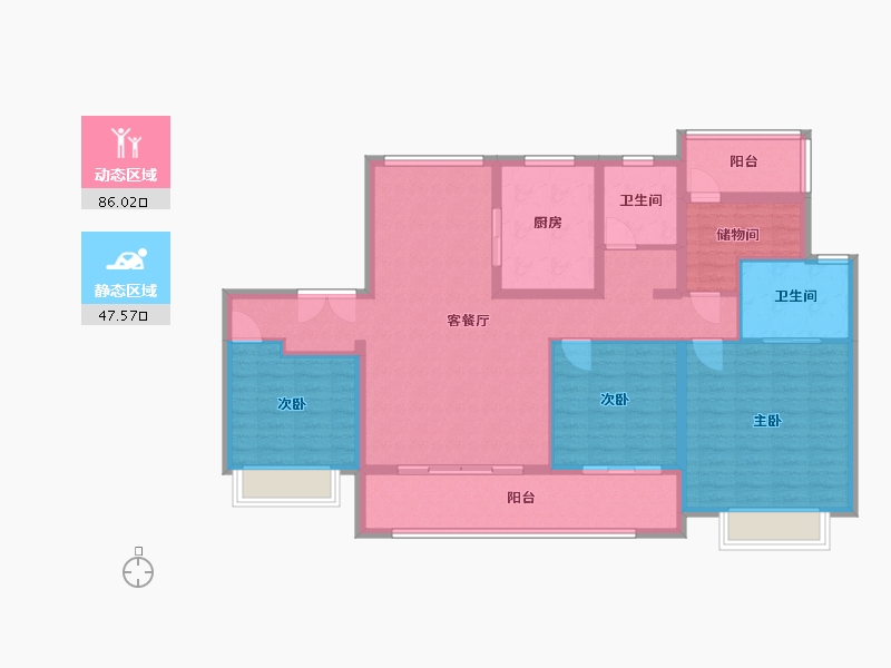 江苏省-泰州市-金通紫薇园-120.12-户型库-动静分区