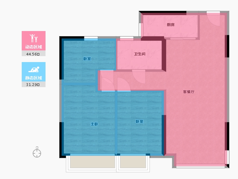 辽宁省-沈阳市-恒大盛京珺庭-77.00-户型库-动静分区