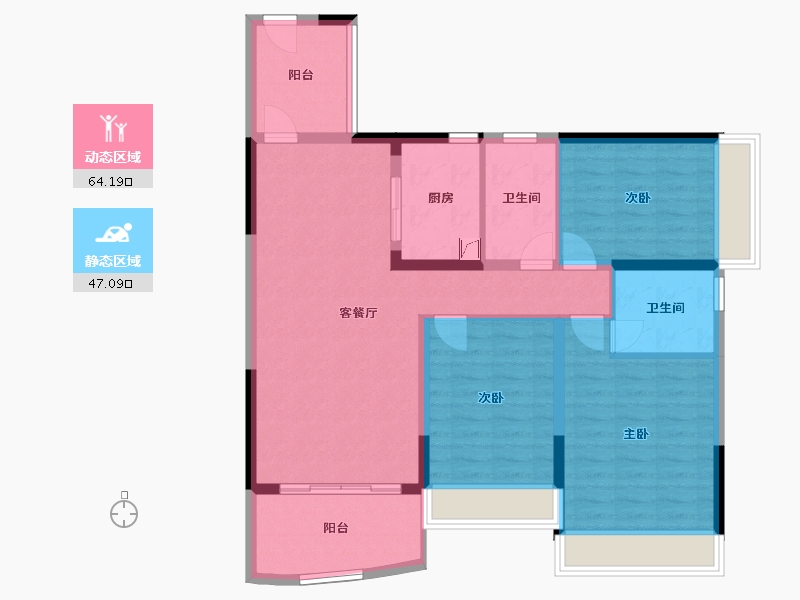 广东省-肇庆市-碧桂园豪布斯卡-103.90-户型库-动静分区