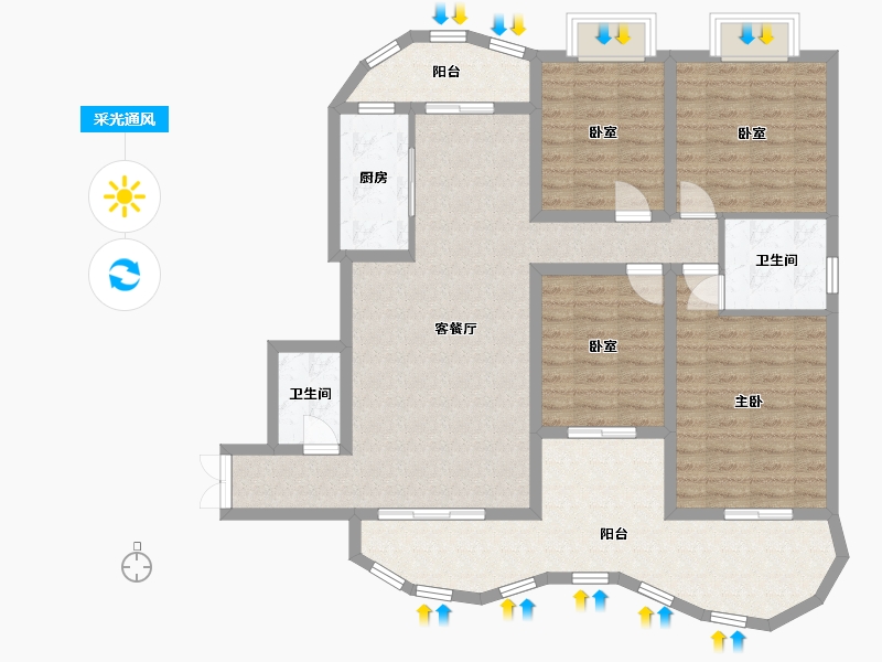 云南省-临沧市-金柏之春-130.00-户型库-采光通风