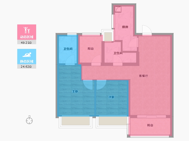 广东省-广州市-明玥晨光-64.70-户型库-动静分区