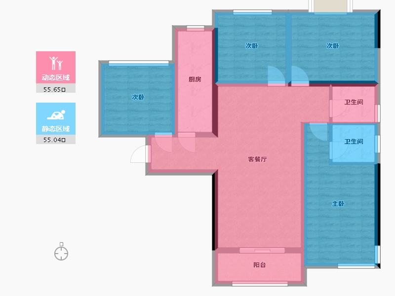 四川省-绵阳市-福星上江城-137.05-户型库-动静分区