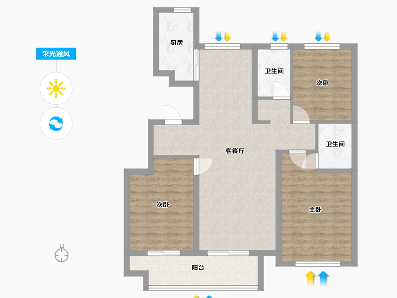 山东省-烟台市-恒盛花园-104.00-户型库-采光通风