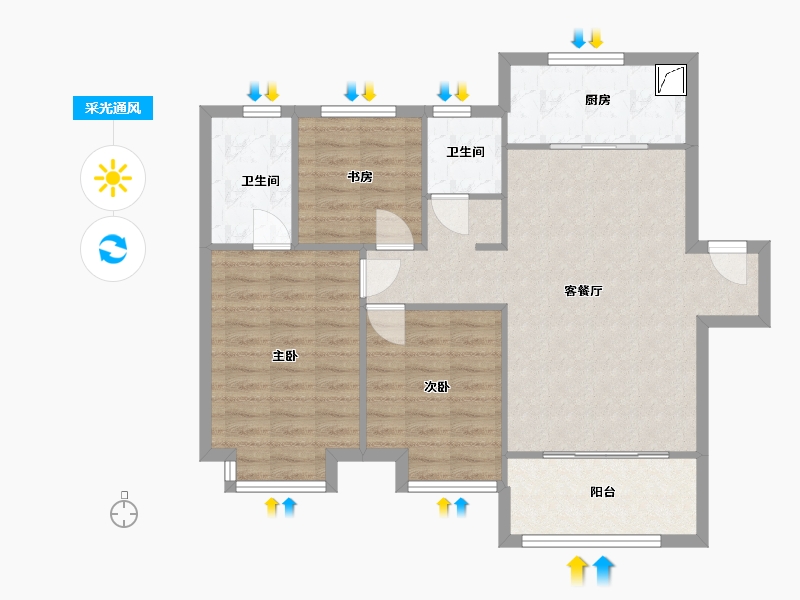 山东省-济南市-中建蔚蓝之城-87.00-户型库-采光通风