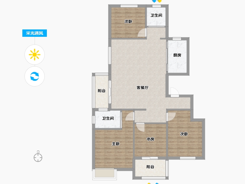 江苏省-宿迁市-东方红郡-106.00-户型库-采光通风