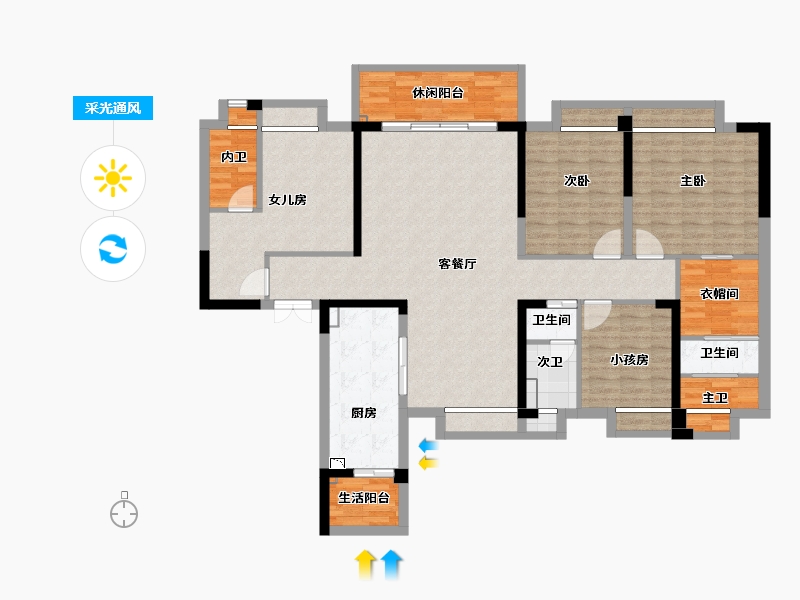 湖南省-长沙市-碧桂园月湖湾-152.75-户型库-采光通风