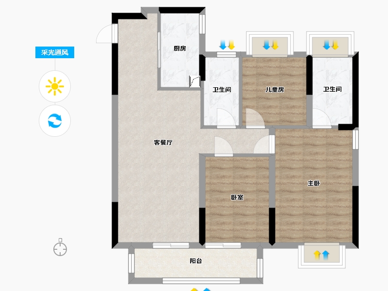 湖北省-武汉市-中交越秀知园-89.00-户型库-采光通风