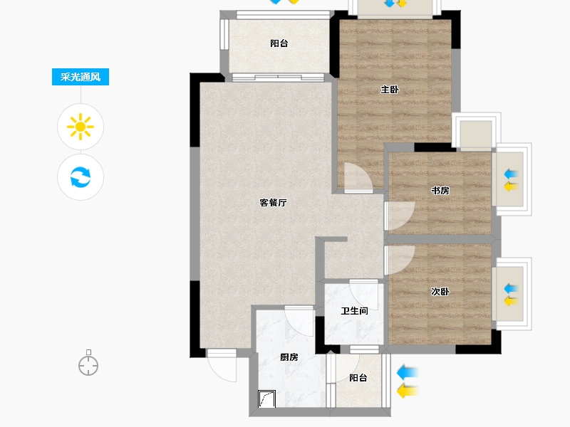 四川省-内江市-荣威珑悦府-78.00-户型库-采光通风