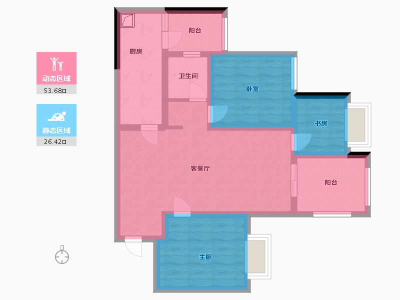 重庆-重庆市-观山御璟-69.66-户型库-动静分区