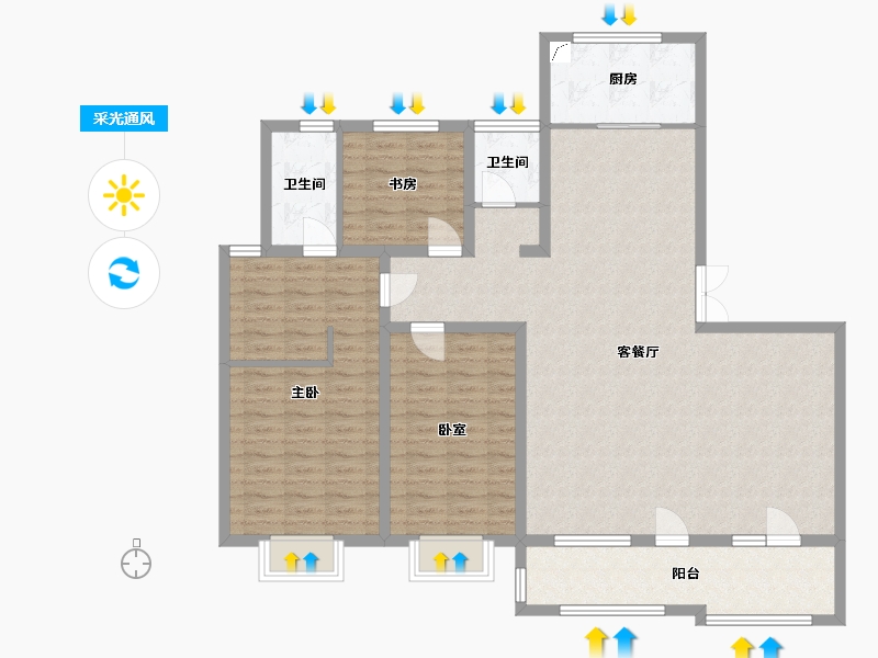 山东省-烟台市-中国铁建国际城-130.00-户型库-采光通风