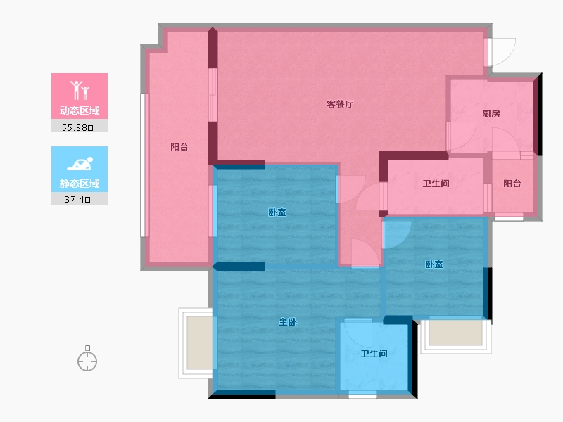 贵州省-黔东南苗族侗族自治州-凯里未来城城市之门西区-98.00-户型库-动静分区