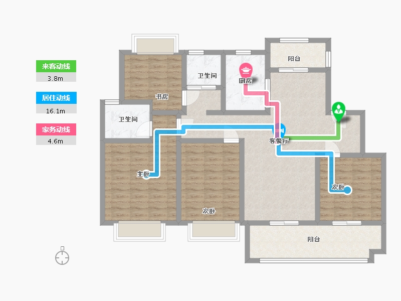 安徽省-滁州市-书香门第-116.00-户型库-动静线