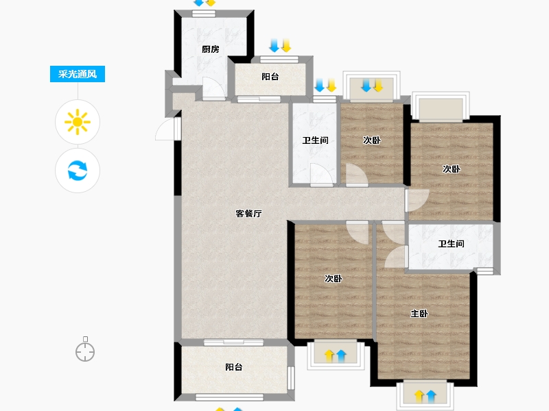 广东省-韶关市-富力尚悦居-108.00-户型库-采光通风