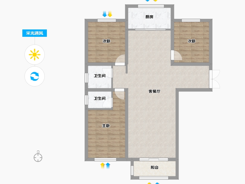 河北省-邯郸市-魏都花园-102.00-户型库-采光通风