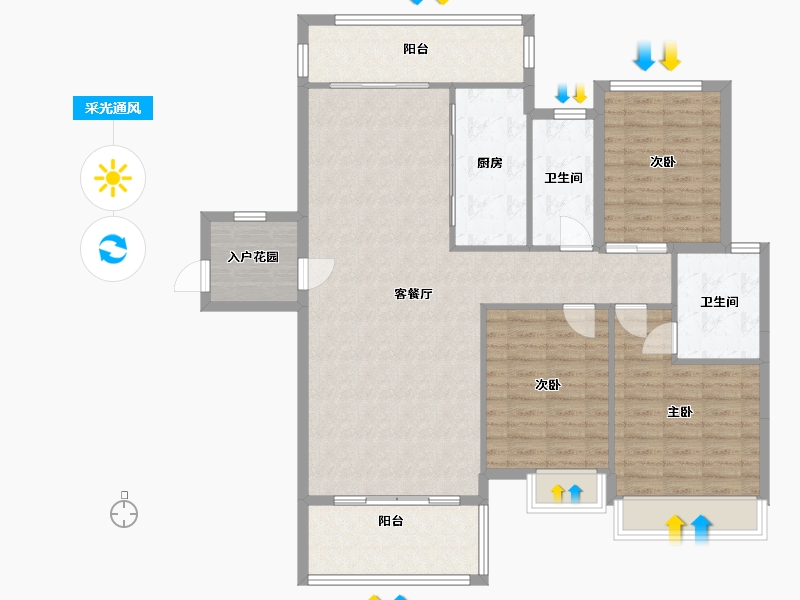 广西壮族自治区-桂林市-恒泰柏利郡-120.00-户型库-采光通风