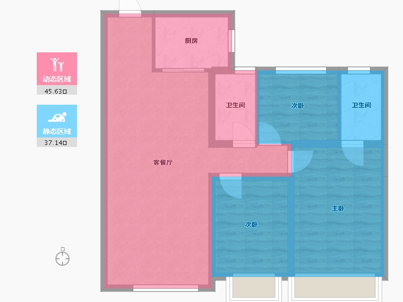 内蒙古自治区-赤峰市-碧桂园天玥湾-82.79-户型库-动静分区