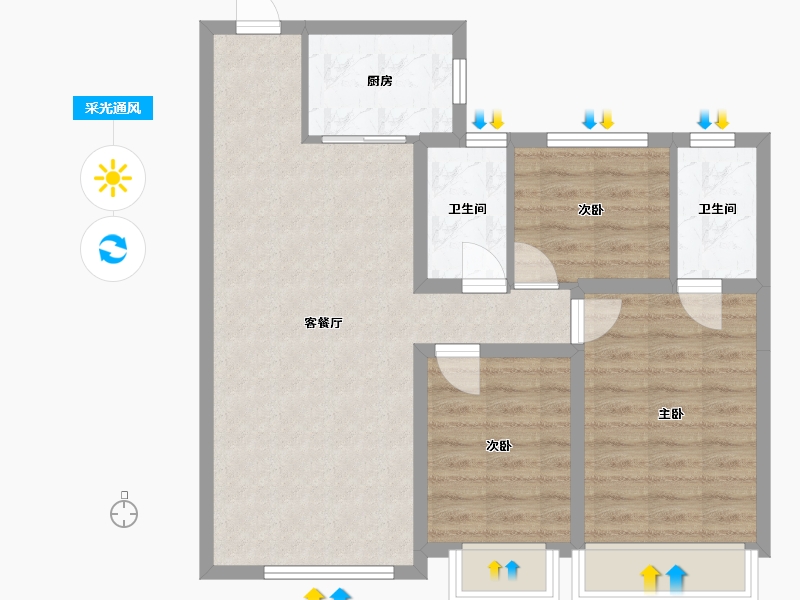 内蒙古自治区-赤峰市-碧桂园天玥湾-82.79-户型库-采光通风