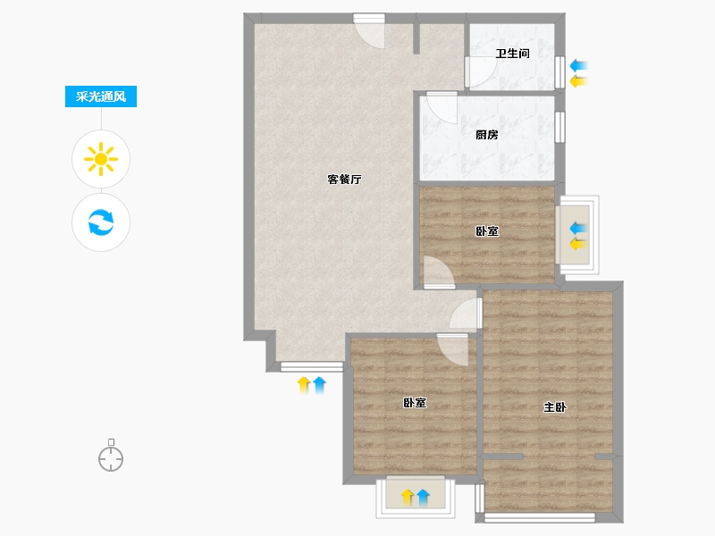 陕西省-汉中市-广厦明珠北苑-90.00-户型库-采光通风