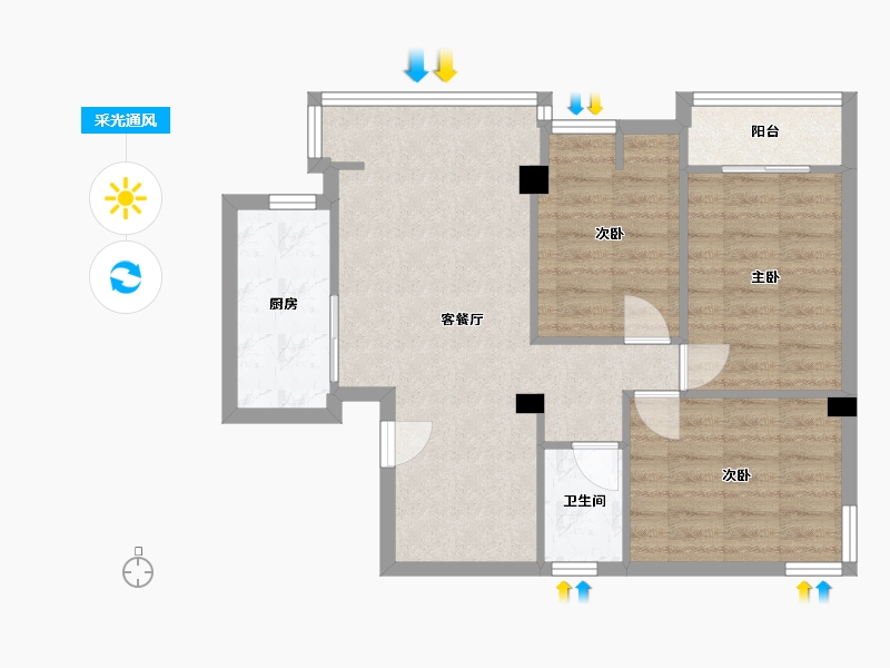 福建省-福州市-鳌港苑-70.00-户型库-采光通风