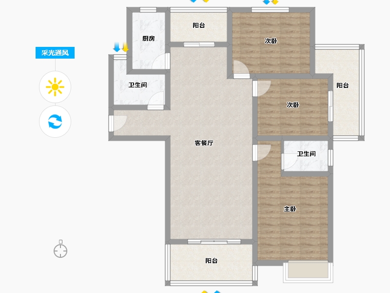 河南省-许昌市-锦绣东方-106.54-户型库-采光通风