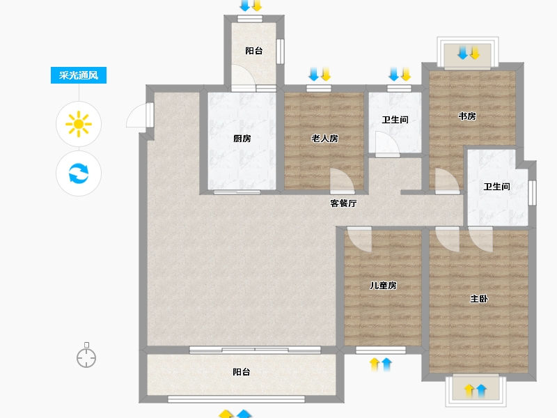 云南省-昆明市-绿地海之城-109.00-户型库-采光通风