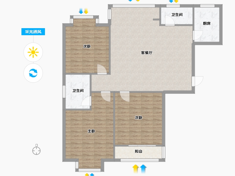 江苏省-盐城市-金色水岸-116.00-户型库-采光通风