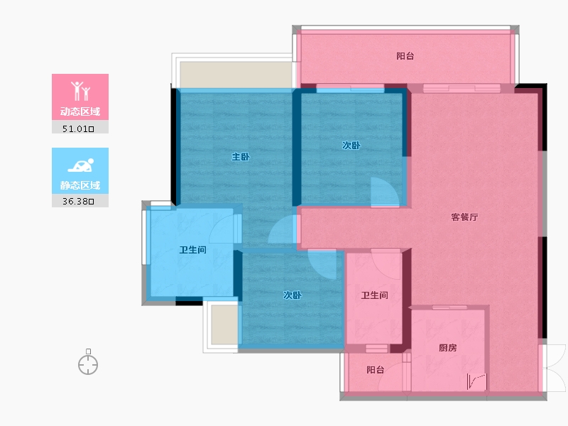 重庆-重庆市-西永九号-79.00-户型库-动静分区