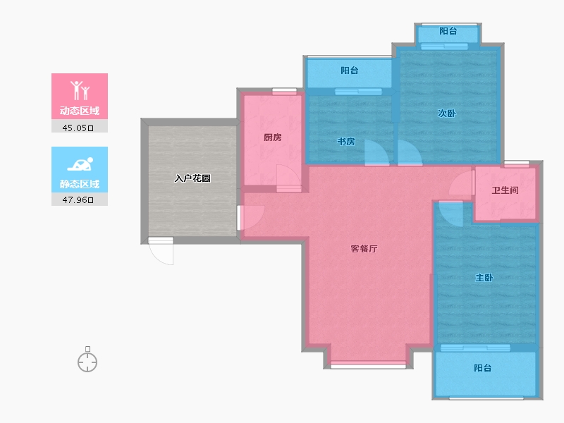 福建省-泉州市-金凤屿花苑-95.50-户型库-动静分区