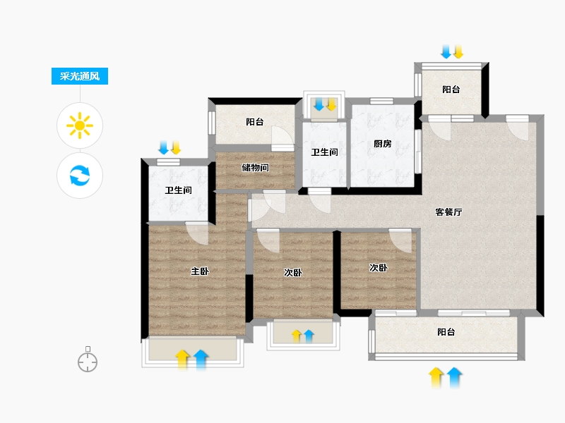 广东省-佛山市-北大资源博雅滨江-100.00-户型库-采光通风