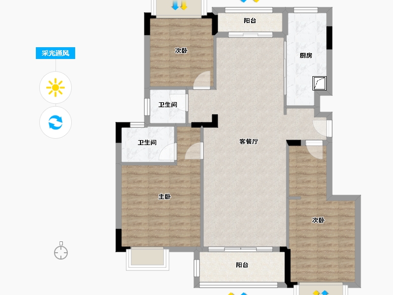 江西省-吉安市-四季花城-102.00-户型库-采光通风