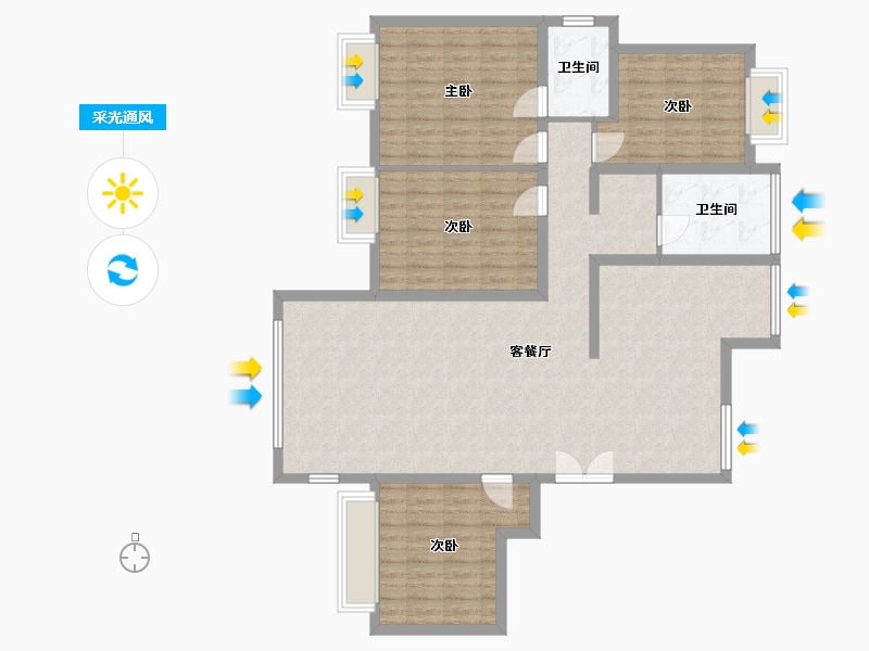 贵州省-六盘水市-太古城-110.00-户型库-采光通风