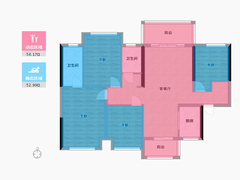 广西壮族自治区-贵港市-华奥·阳光城悦府-92.23-户型库-动静分区