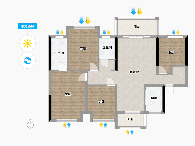 广西壮族自治区-贵港市-华奥·阳光城悦府-92.23-户型库-采光通风