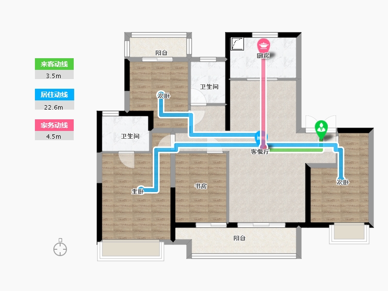 湖南省-长沙市-恒基旭辉湖山赋-108.00-户型库-动静线