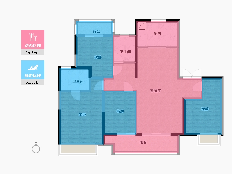 湖南省-长沙市-恒基旭辉湖山赋-108.00-户型库-动静分区