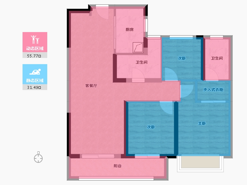 湖北省-武汉市-中粮光谷祥云-82.59-户型库-动静分区