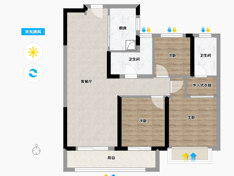 湖北省-武汉市-中粮光谷祥云-82.59-户型库-采光通风