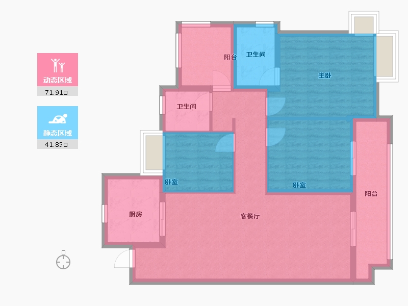 广东省-清远市-保利花园阅江府-101.56-户型库-动静分区