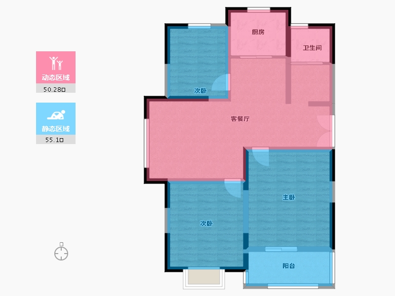 江苏省-宿迁市-旺族雅苑-94.37-户型库-动静分区