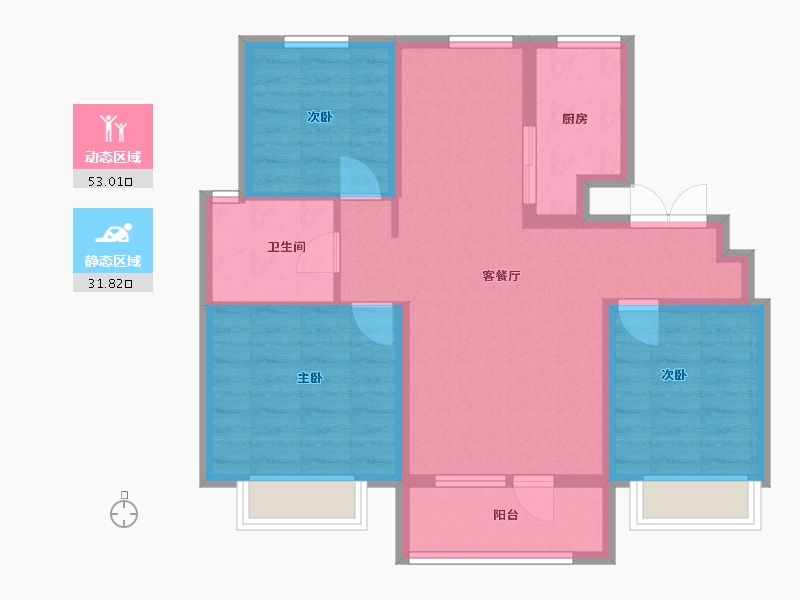 山东省-青岛市-鲁商蓝岸新城-85.00-户型库-动静分区