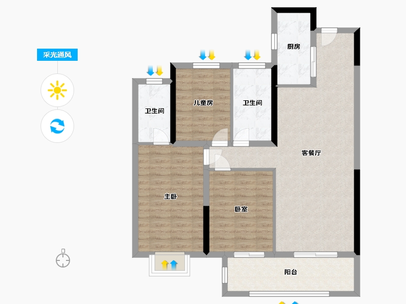 河南省-信阳市-紫悦府-92.36-户型库-采光通风