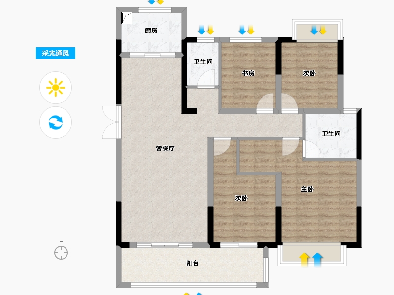 湖南省-长沙市-五矿万境蓝山-120.00-户型库-采光通风