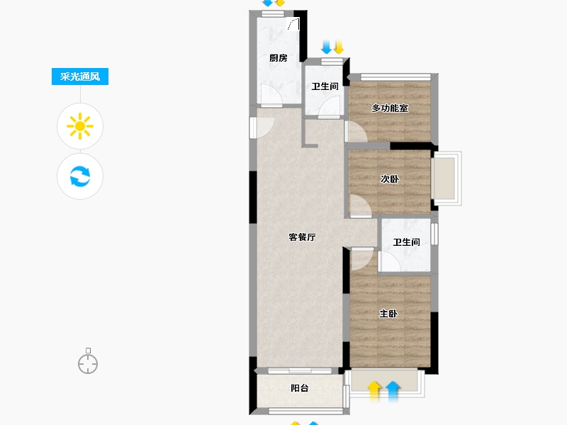 广东省-中山市-新力帝泊湾-70.00-户型库-采光通风