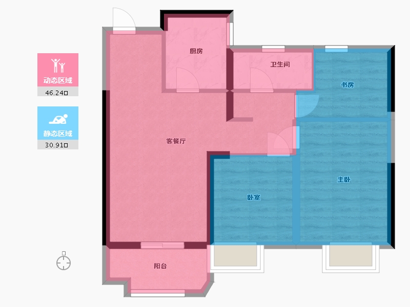 上海-上海市-悦城-68.95-户型库-动静分区