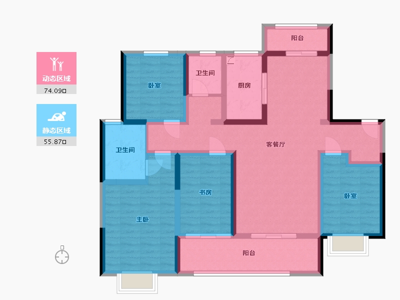 陕西省-宝鸡市-琨朗翰林华府-156.79-户型库-动静分区