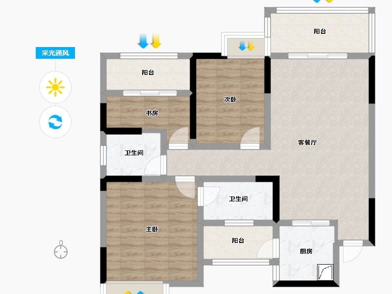 四川省-德阳市-富丽滨江-92.00-户型库-采光通风