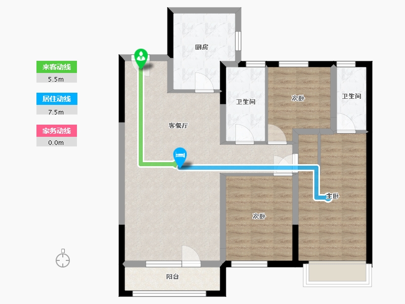 辽宁省-沈阳市-龙湖原府-95.56-户型库-动静线