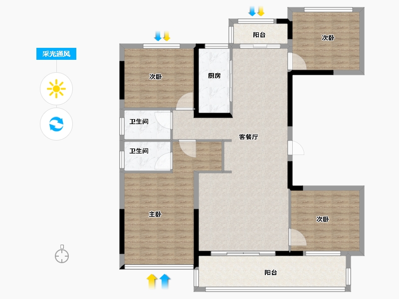 江苏省-镇江市-碧水湾玉园-140.00-户型库-采光通风