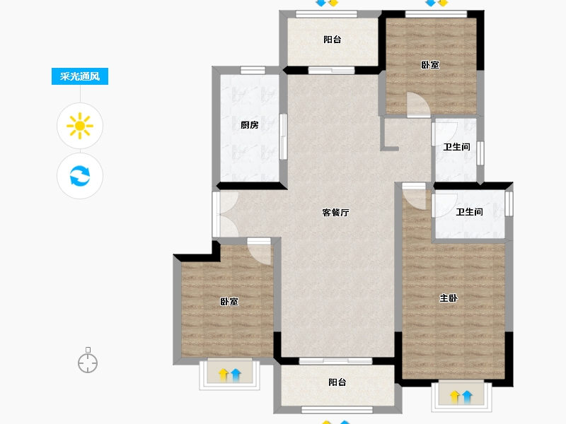 河南省-商丘市-建业联盟新城-104.00-户型库-采光通风